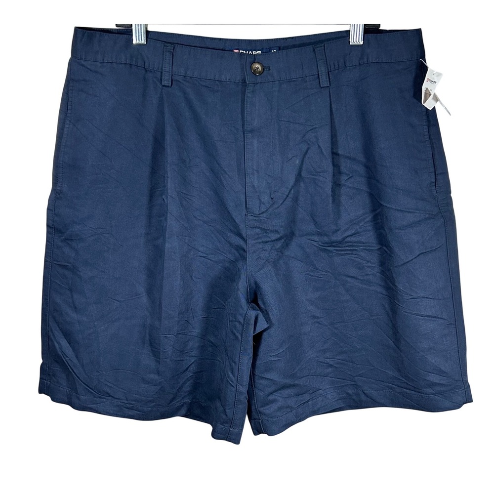 Chaps Golf Mens Navy Blue Pleated‎ Performance Shorts Size 40 New